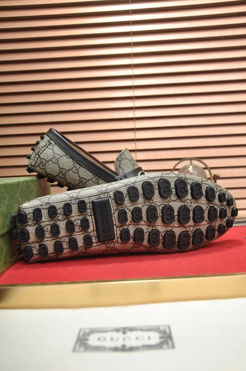 Men's Men's Shoes💰420💶【GUCCI】 (High-end Niuli) New 🍀Gucci*——Gucci Doudou Shoes! Made of imported original cowhide, the inner top layer is comfortable cowhide lining! Original wear-resistant rubber outsole! High quality products! Code number 38-44!